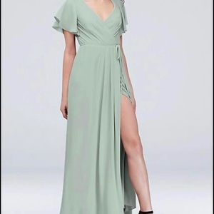 Dusty Sage Bridesmaids Dress from David’s Bridal